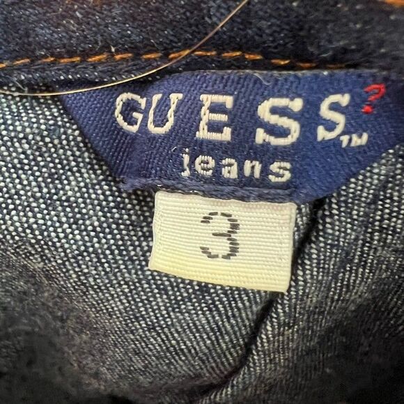 Guess 5762Q Crossback Strap Blue Denim Bodycon Dress Womens Size 3 - Picture 4 of 7